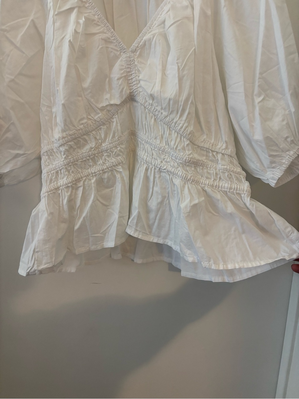Old Navy White V-Neck Smocked Peplum Blouse - Picture 3 of 5